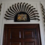 Entry foyer to the palace; lined with authentic period weapons as it was during Colonial times