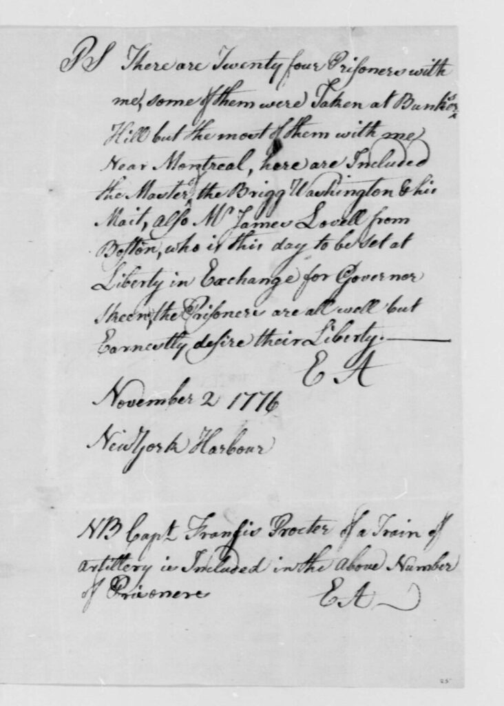 Ethan Allen Letter to George Washington Nov 1776